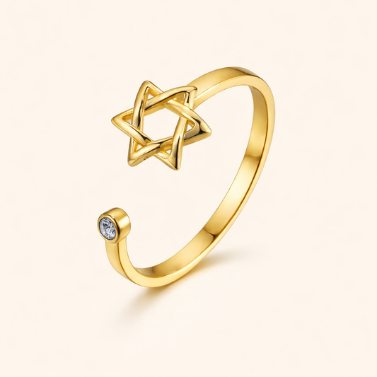 טבעת מגן דוד עדינה מזהב